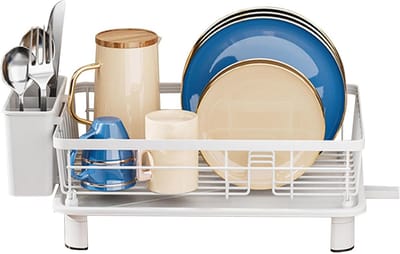 Afdruiprek Keuken - Droogrek Vaat - Keuken Organiseren - Met Houder Keukengerei - 38 x 28 cm - Wit