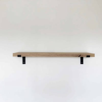 GoudmetHout® Wandplank Industrieel - 50 x 25 cm Muurplank - Eiken Hout - Decoratie Wandrek & Boekenrek - Hangplank Keuken - Wall Shelf + 2 Mat Zwarte Plankdragers van Staal