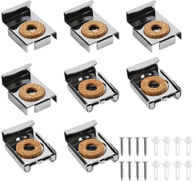 Dailygoody - Spiegelbevestigingen - Veerbelaste spiegelophangset - Robuuste spiegelbeugels - Zilver - Spiegelclips - Geschikt voor frameloze wandspieg