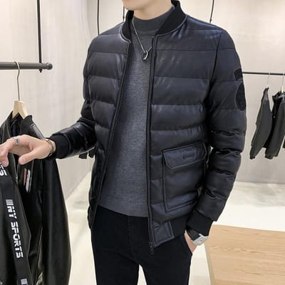 Winter Nieuwe Heren PU Leer Katoen Gevoerde Jas Jeugd Koreaanse Versie Winddicht Verdikt Katoen Gevoerde Jas Casual Broodkleding Herenmode XXXXL gray