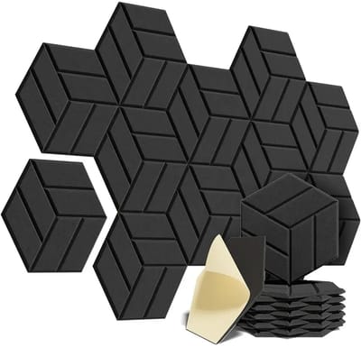 12 stuks Akoestische Geluidsdempend – Noice cancelling Schuimplaten 30x25cm – Echo Dempend – Zwart – Akoestische Panelen- geluidisolatie schuim