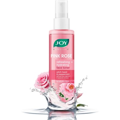 Joy Roze Rooswater Toner met Vitamine E, Hyaluronzuur & Aloë Vera, Alcoholvrije Hydraterende Gezichtstoner 150ml pink