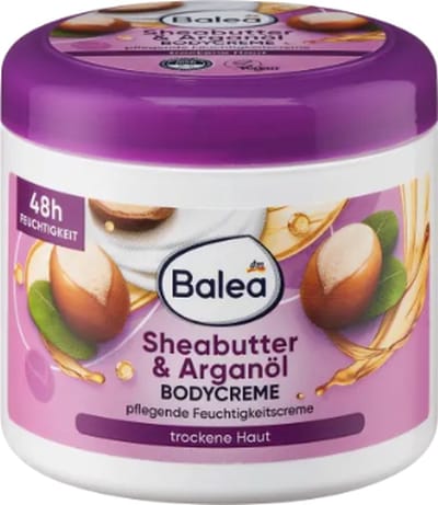 Balea Bodycrème Sheabutter & Arganolie - 500 ml | Voor de droge huid - Hydrateert tot 48 uur - Verzorgende Bodycrème