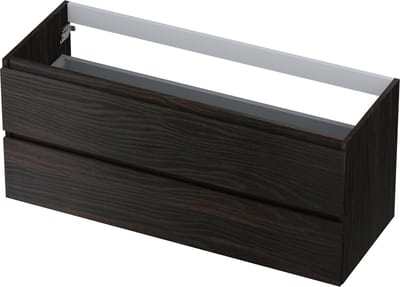 INK® wastafelonderkast 2 laden greeploos met houten keerlijst 120x45x52cm, intens eiken