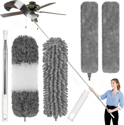 Uitschuifbare Microvezel Stofdoek Set met Telescopische Stang voor Hoog Bereik