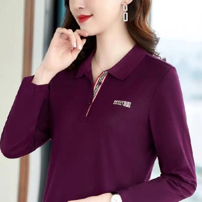 Polokraag T-shirt met lange mouwen Dames Nieuwe Stijl Lente en Herfst Sport Losse Grote maat Revers Dames Top Basis Shirt 4XL black