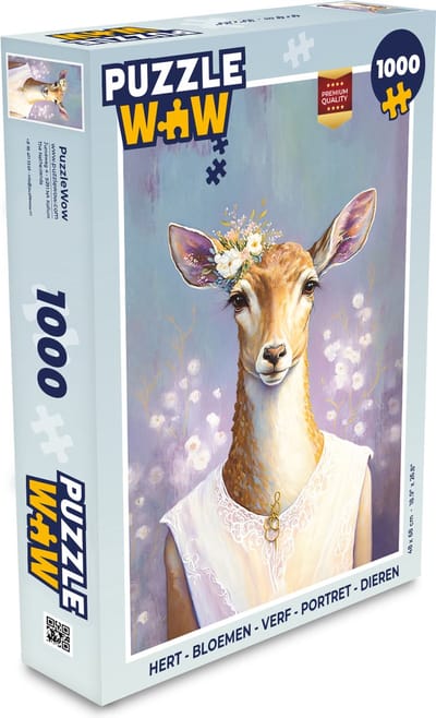 Puzzel Hert - Bloemen - Verf - Portret - Dieren - Legpuzzel - Puzzel 1000 stukjes volwassenen