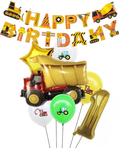 Snoes Cijfer Ballon Nummer 1 - Vrachtwagen - Plus Vrachtwagen set Ballonnen Feestdecoratie - Helium Ballon - Kinderen