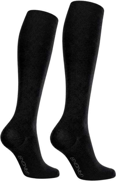 KANGKA® Compressiekousen 20-30 mmHg maat 37-40 (M) - Steunkousen Vliegtuig - Compressie sokken voor Hardlopen Wandelen - Unisex - Zwart