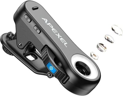DrPhone APEX EclipseLens – 40x/80x/120x Telefoon Microscoop Lens met UV & LED Licht – Clip-On Macro Lens
