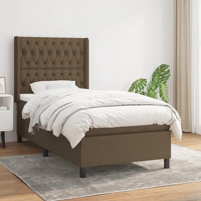 vidaXL - Boxspring - met - matras - stof - donkerbruin - 90x190 - cm