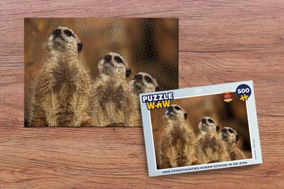 Puzzel Zon - Stokstaartjes - Familie - Legpuzzel - Puzzel 500 stukjes