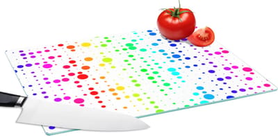 Glazen Snijplank - 39x28 - Regenboog - Patronen - Confetti - Neon - Snijplanken Glas