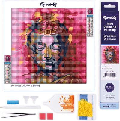 Figured'Art Mini Diamond Painting set Volwassenen 25x25 cm Kostbare Boeddha - 5D DIY Art full drill ronde diamant - Opgerold canvas