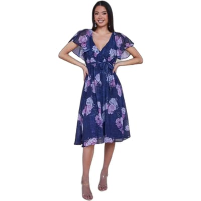 Damesjurk Goddiva Printed Lurex A-Line