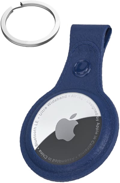 Hoesje Geschikt voor Apple AirTag 2-Sleutelhanger Hoesje Leer - Sleutelhanger Hoes Hoesje Geschikt voor Apple AirTag 2e generatie Case - Donkerblauw
