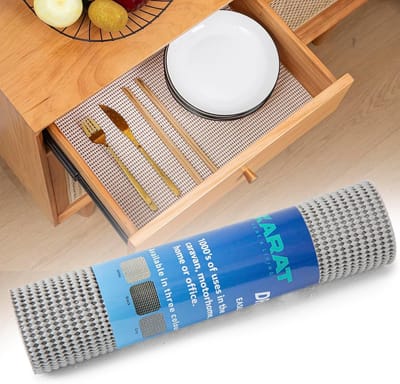 FLOORDIREKT Lademat Pearl - Op Maat Gesneden Antislipmat - Voor Keukenkastjes - 30 x 150 cm - Grijs