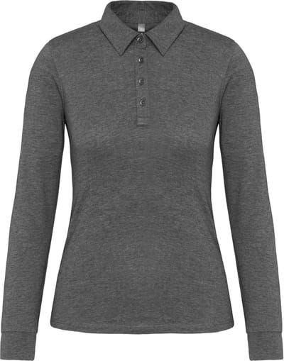 Kariban Damespolo lange mouwen van jersey K265 - Grey Heather - XS