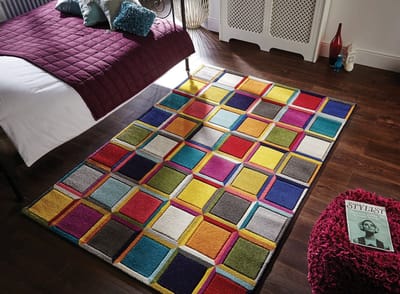 Flycarpets Kleurrijk Vloerkleed - Waltz - Laagpolig - Geblokt - Multi - 120x170 cm