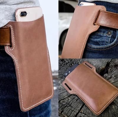 Actie4you® - Retro Heuptas Voor Smartphone – Telefoon Draaghoes - Riem Telefoon Tas - Telefoonhouder Riem - Smartphone Tas - PU Leer – Lichtbruin
