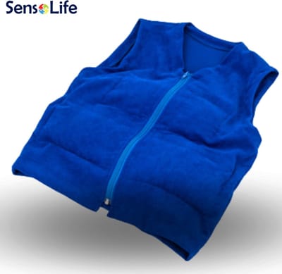 SensoLife Verzwaringsvest voor kinderen – Dagelijks Gebruik | Therapeutisch vest voor kinderen | Diepe druk, ontspanning & concentratie - XS (110 cm) - 1 kg - blauw