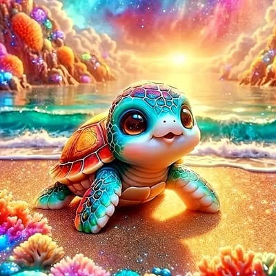 5D Diamond Painting Schildpad op het Strand - 30x30 cm - Complete DIY Set voor Volwassenen & Kinderen - Inclusief Gereedschap & Ronde Steentjes - Rustgevende Mozaïek Kunst voor Thuis - Creatieve Hobby & Wanddecoratie - Perfect als Cadeau Idee