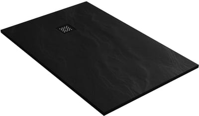 Brauer Douchebak Asteroid 90x140 incl. antislip en antibacterieel mineraalmarmer mat zwart