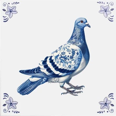 Delfts blauw tegeltje duif - delfts blauw wandbord - delftsblauw - hollandse cadeautjes - wanddecoratie - decoratieve accessoires