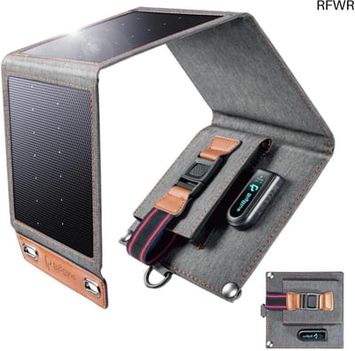 RFWR® Zonne-oplader 14W Draagbaar Zakformaat met USB-poort en IPX4 Waterdicht voor Reizen en Kamperen