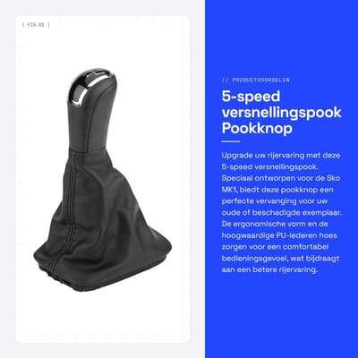 Dailygoods- Versnellingspook Hoes Ergonomisch - Pookknop Universeel - Gaiter Hoes - 5-speed - Vervanging - PU-leer