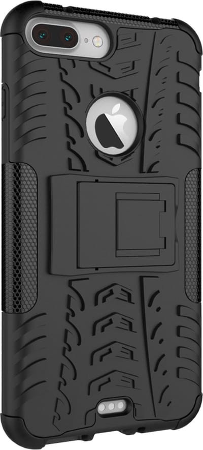 Peachy Shockproof bescherming hoesje geschikt voor iPhone 7 Plus 8 Plus case - Zwart