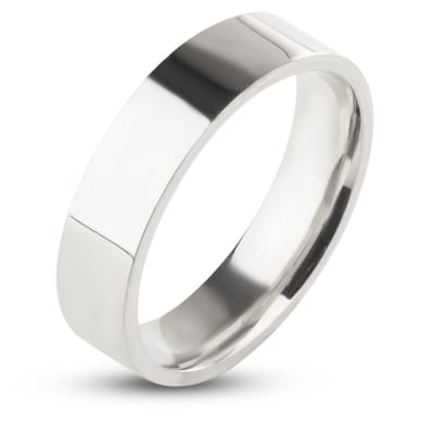 Ring - Hoogglans Zilver Kleurig - 6mm - Staal - Papa Cadeau Voor Mannen - Vaderdag