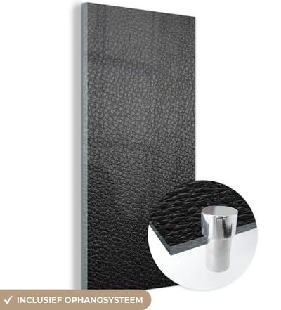 MuchoWow® Glasschilderij 60x120 cm - Schilderij acrylglas - Leer - Lederlook - Industrieel - Foto op glas - Schilderijen