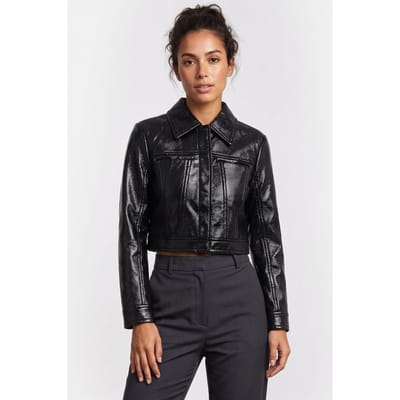 & Other Stories Pa Clover Patent Jacket Black Maat: 32 | Leren Jassen Outlet | Dames | Zwart