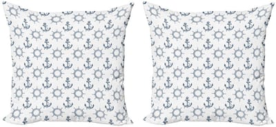 ABAKUHAUS Anker kussenhoes – 2x50x50 cm – dubbelzijdig – marine/wit