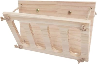 Houten Hooi Voeder - Hooi Rek - Nettere Kooien - Bijtbestendig Ontwerp - 15 x 24 cm - Natuurlijk