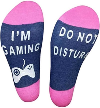 CHPN - Sokken - Gaming socks - Do Not Disturb - Grappige Sokken - Huissokken - One Size ~ Roze/blauw - Mannen - Cadeau - Hippe sokken
