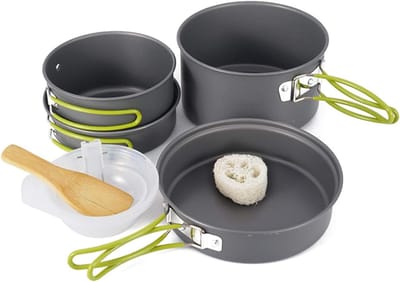 Kampeer Kookset - Outdoor Keuken - Buiten Koken - Compact Opvouwbaar - 10 Delig - Aluminium