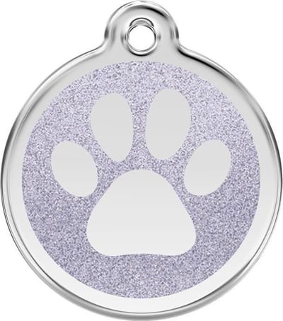 Red Dingo Hondenpenning 20 mm pootje glitter zilverkleurig