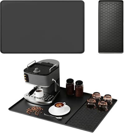 40x60, Siliconen Koffiemat, Siliconen Mat voor Koffiezetapparaat | 2 en 1 Silicone mat Koffiemachine, met Afdruipmat, voor Espressomachine, Glazen, Kopjes, Antislip en Hittebestendig