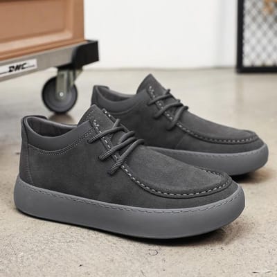 Herfst Bruin Leer Casual Schoenen voor Heren Schoenen Suède Leer Vetersluiting Halfhoge Rijden Heren Flats Outdoor Oxfords Schoenen Man 43 black