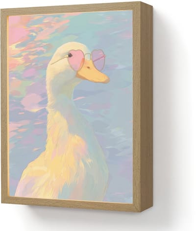 Wandlamp 30x40 cm - Oplaadbaar - Eend - Zonnebril - Water - Wandlampen binnen woonkamer - Slaapkamer lamp - Decoratieve nachtlamp - Vloerlamp draadloos