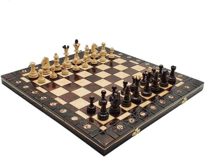 Schaakspel Senator - Schaakbord Hout - Strategisch Spel - Inklapbaar Bord - 40 x 40 cm - Bruin