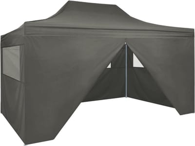 Partytent opvouwbaar - Paviljoen - 3x4,5 - Easy up - Waterdicht - met Zijwanden - Weerbestendig - Antraciet