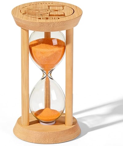 Dailygoods - Zandloper hout en glas timer 15 minuten, zandloper-timer voor kinderen en volwassenen, zandloper voor koken, leren, tandenpoetsen, speeltiming, tafeldecoratie, creatieve geschenken
