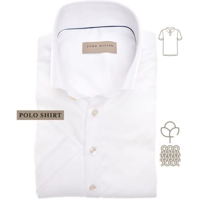 John Miller Polo Short Sleeve Button-Down Solid Color Jersey  Wit / male