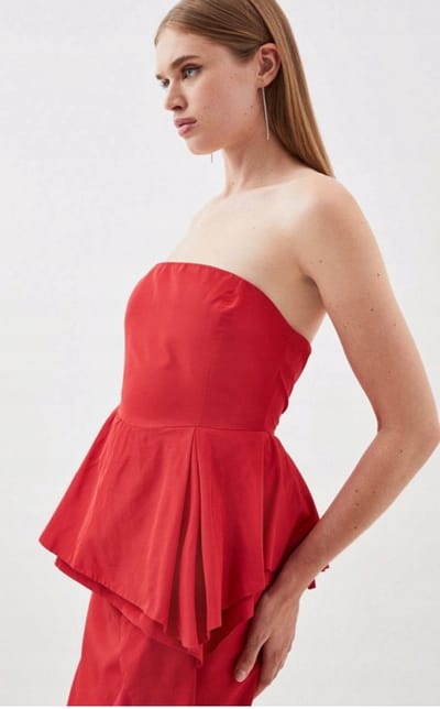 Karen Millen - Jurk - Rood - Asymmetrisch - Met Volant