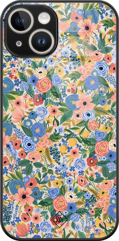 Casimoda® hoesje - Geschikt voor iPhone 13 - Blue Gardens - Luxe Hard Case Zwart - Backcover telefoonhoesje - Blauw