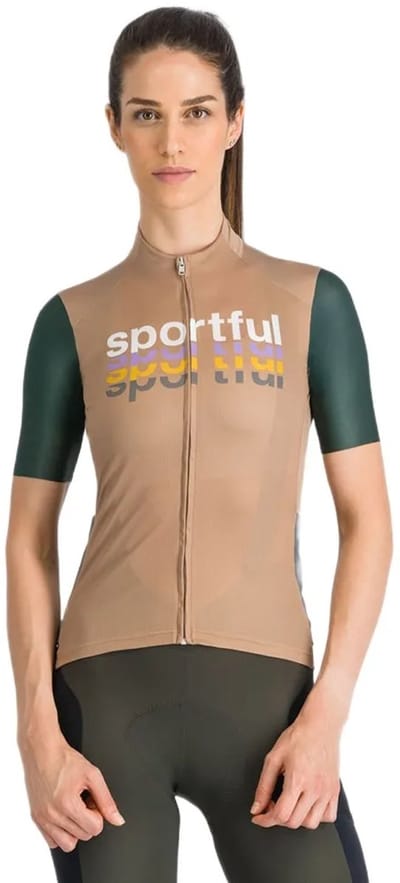Sportful Supergiara Logo 2 Korte Mouw Wielertrui Beige,Bruin S Vrouw