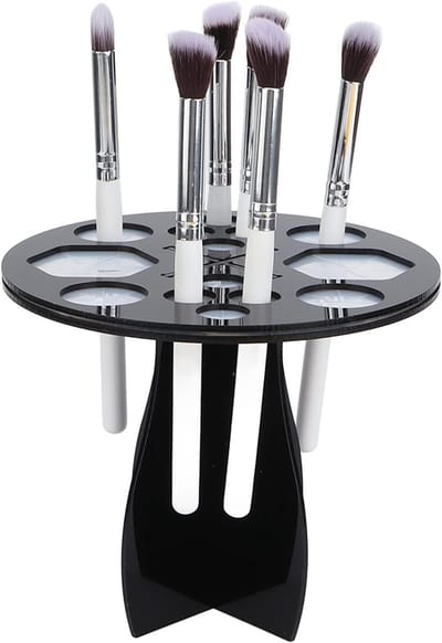 Multifunctionele Make-up Borstel Droogstandaard met 14 Openingen - Borstelhouder en Display voor Make-upkwasten, Acryl Borstel Organizer en Droogrek